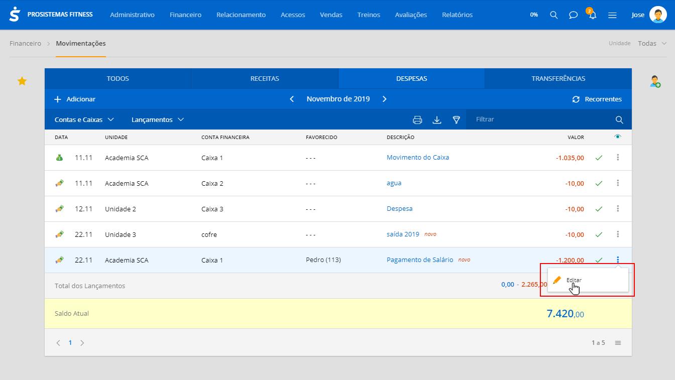 Editando Uma Despesa Movimentações Financeiro Ajuda Do Sistema Sca 7140